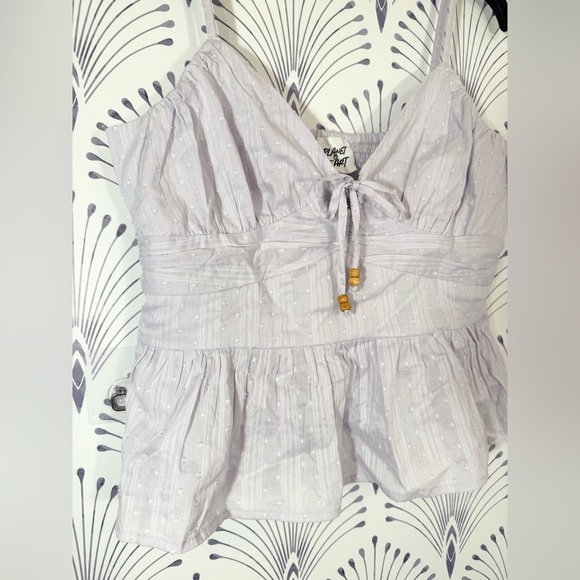 Purple Lilac Peplum Camisole with Tie Front baby doll top PTP-18-20 - Picture 3 of 4